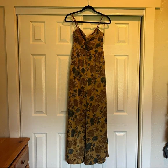 Baltic Born Floral Wide Leg Jumpsuit in Mustard and Green - Picture 3 of 6